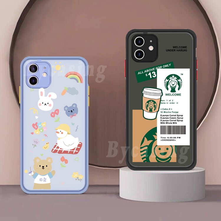 Casing Redmi 10 Note 10 Pro Redmi 9T 9A 9C Note 9S 9 Pro Note 8 Note7 Xiaomi Poco X3 Pro M3 Cute Cartioon INS Creative Starbucks Pattern Matte Case