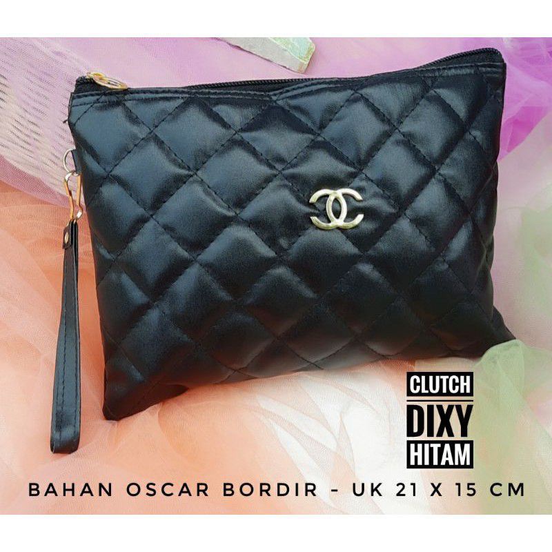 CLUTCH DIXY BORDIR PAKE TALI PENDEK/POUCH MAKE UP/POUCH MULTIFUNGSI