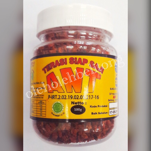 

Terasi siap saji ant bangka belitung. halal. Sambal terasi enak. Sambel terasi asli. Terasi kualitas super. Terasi premium