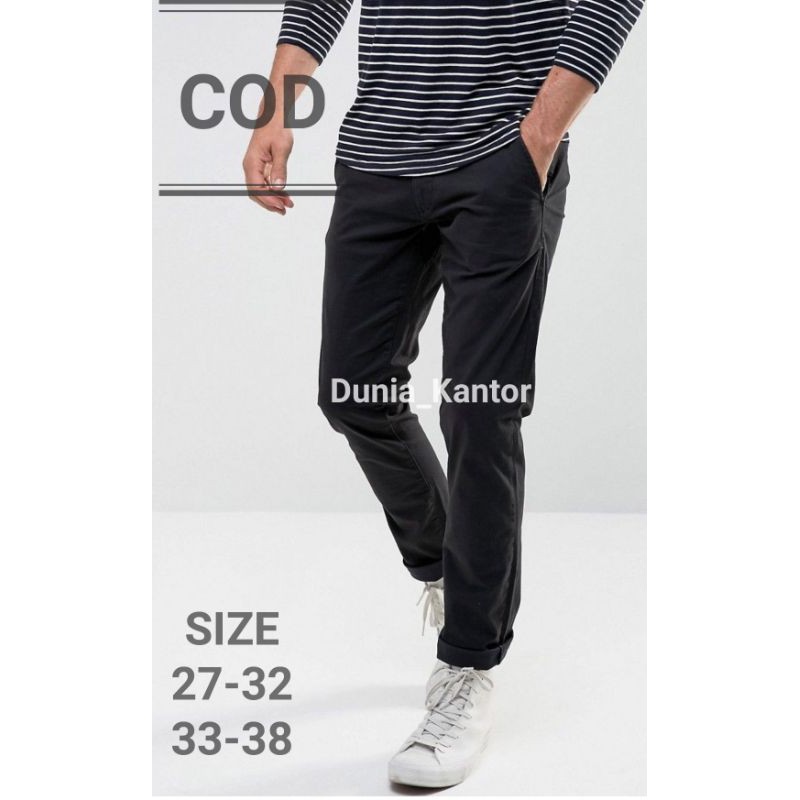 CELANA PRIA CHINO SLIM FIT PANJANG HITAM