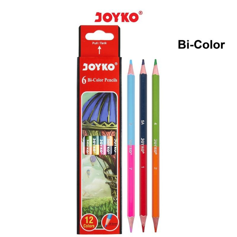 Joyko Bi- isi 6 Color Pencil duo color 2 warna