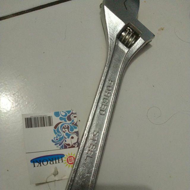 Hiroki Kunci Inggris 10 Inch Heavy Duty Buka Baut Mur Bengkel Industri Adjustable Wrench Key Open Up