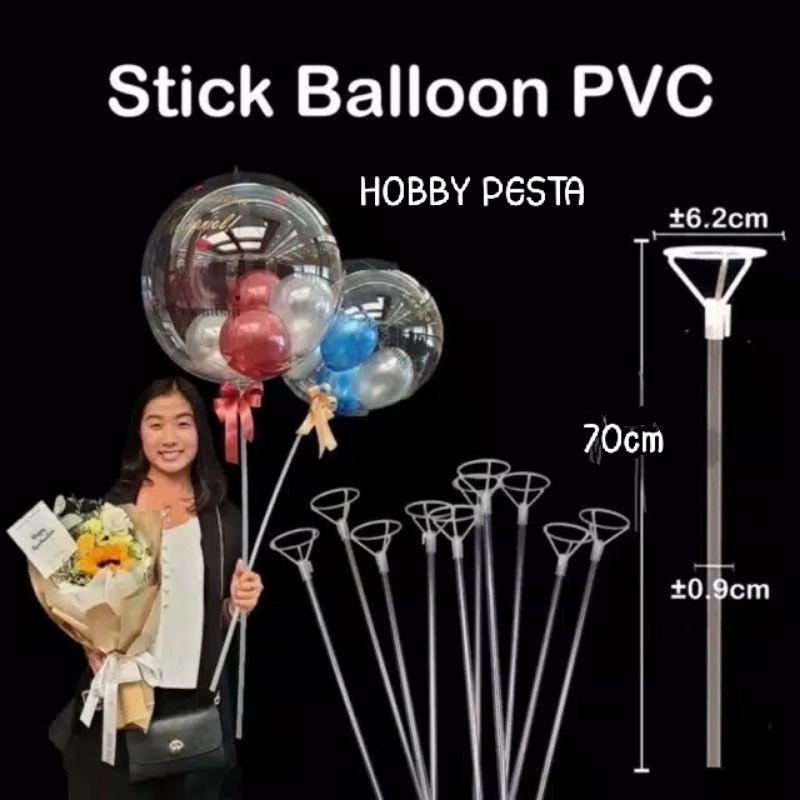 Jual STICK CUP BALON PVC WARNA BENING 5 PCS / STICK BALON PVC / STIK