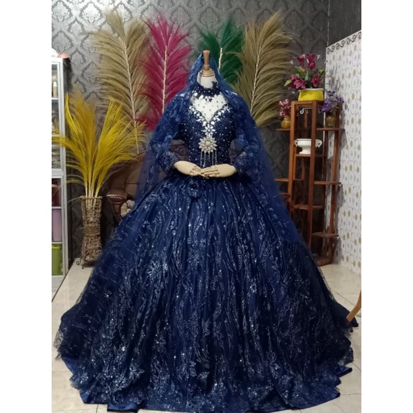 gaun pengantin navy