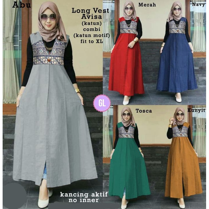 Kimono cardi outwear muslimah long cardi motif batik casual hijablooks fashionable cardigan murah i9