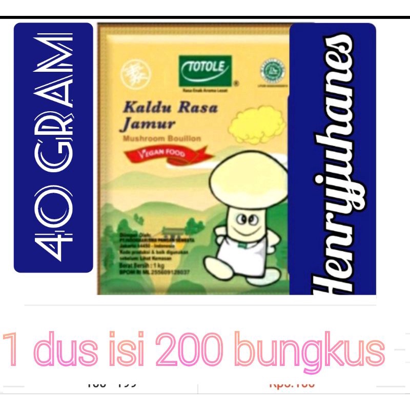 

1 dus Totole kaldu rasa jamur all varian 40 , 80 , 200 , 400 gram