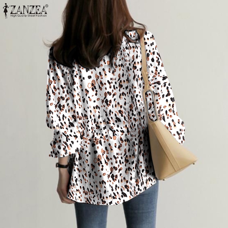 ZANZEA Women Fashion Long Flare Sleeve Drawstring Waist Casual Blouse