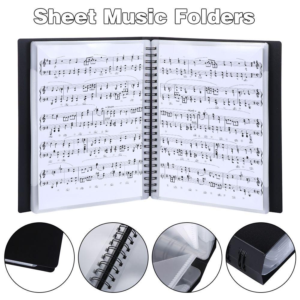 R-flower 60kantong Lembar Folder Musik Document Storage Organizer Music Score Coil Folder Spiral-Bound Music Binder