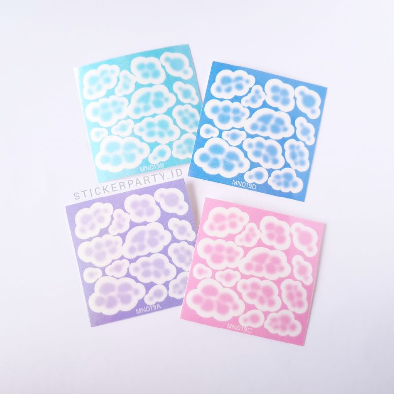 

[Sticker Party] Stiker Awan Cloud Toploader Deco Pink Biru Ungu Gradasi Glitter Hologram Kiss Cut MN019