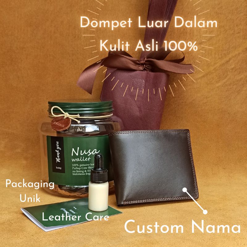 DOMPET PRIA  KULIT ASLI FULL CUSTOM NAMA MODEL BERDIRI SLOT KARTU BANYAK ORI
