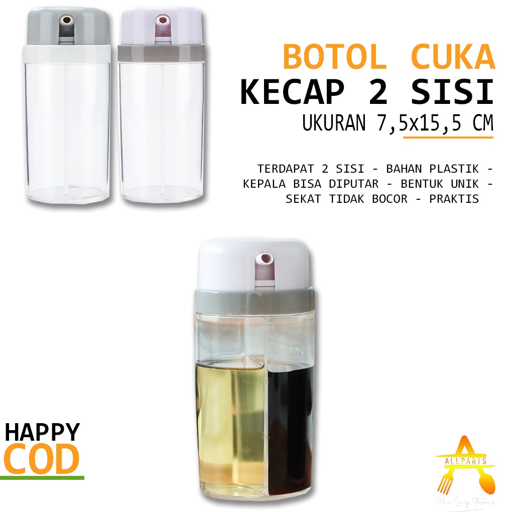 Botol Tempat Cuka Kecap Madu Minyak Goreng Plastik Tuang 2 Sisi 180ml Oil Pot