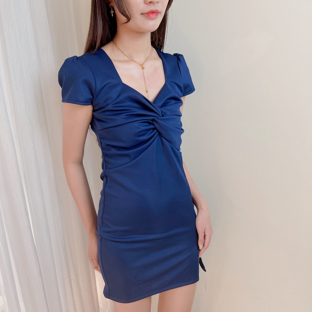 Sexy Bodycon Split Mini Dress Wanita Lengan Pendek 1407 (XS-XL)
