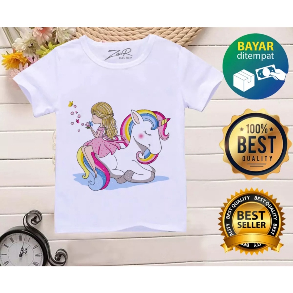 Baju Anak Perempuan Kuda Poni Unicorn Kaos Balita Cewek Motif Kartun Lucu Adem Nyaman