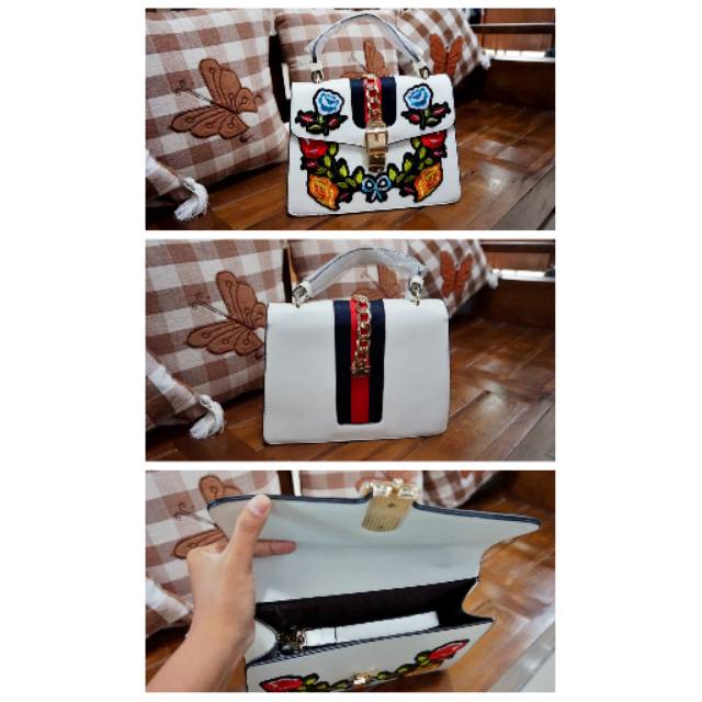 Tas Import Gucci Sylvie Embroide Flower