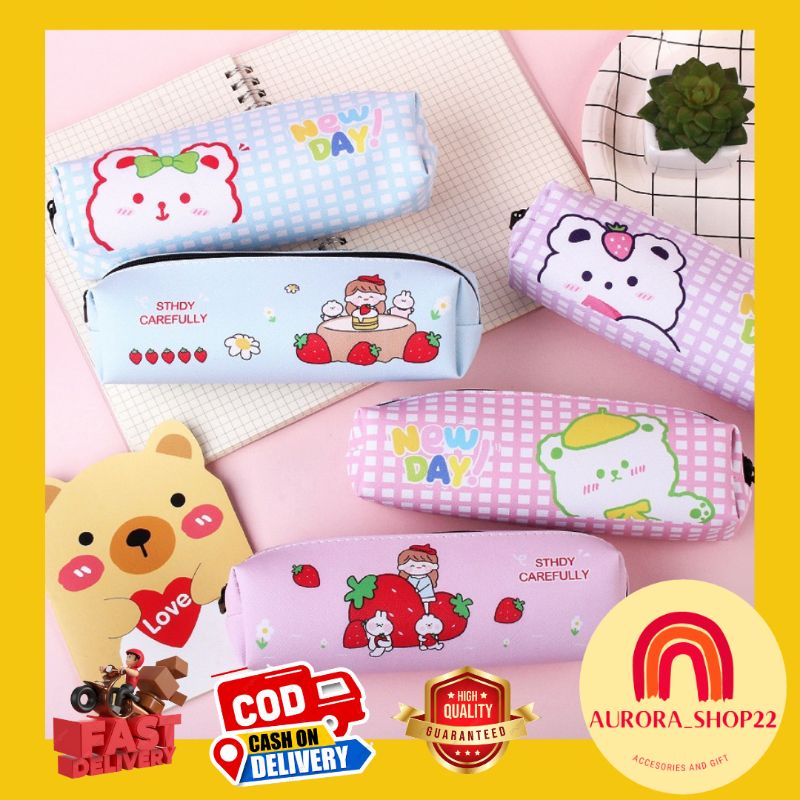 [COD] Tempat Kotak Pensil Lucu Cute karakter Kartun Beruang Pensil Case Import Tepak Tempat Pensil