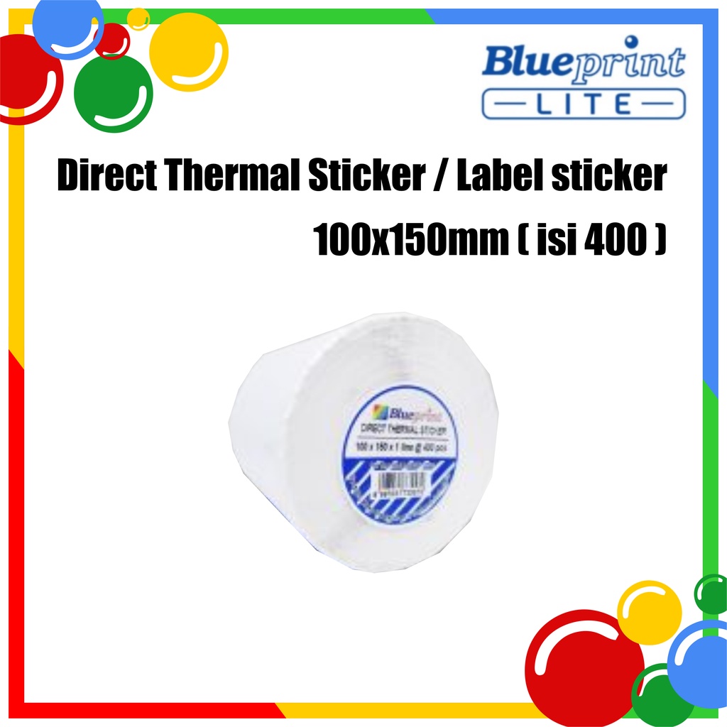 

Direct Thermal Sticker Label Resi BLUEPRINT Lite 100x150 mm Isi 400pcs