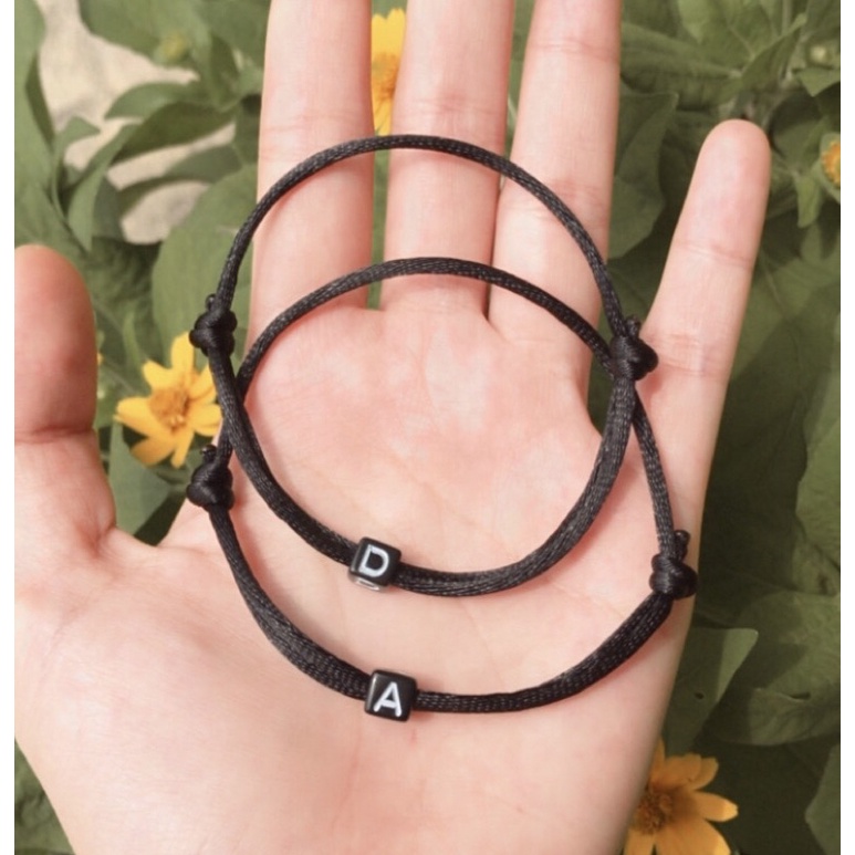(READY A-Z) Gelang Nama / gelang couple magnet /gelang Hitam Huruf /gelang Couple / gelang magnet