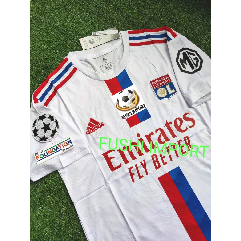 Jersey Baju Bola Olympique Lyon Home Full Patch 2022 2023 Grade Ori