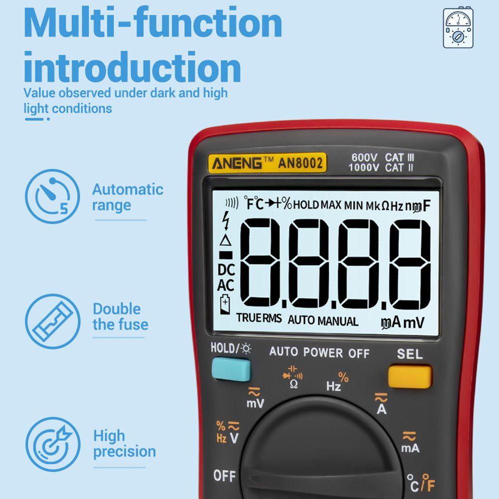 Solighter Digital Smart Multimeter Multifungsi 6000hitan Transistor Capacitor Tester Digital Profesional Meter