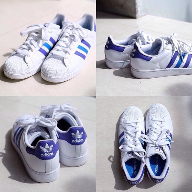 Adidas Superstar Stri Biru Putih Ungu