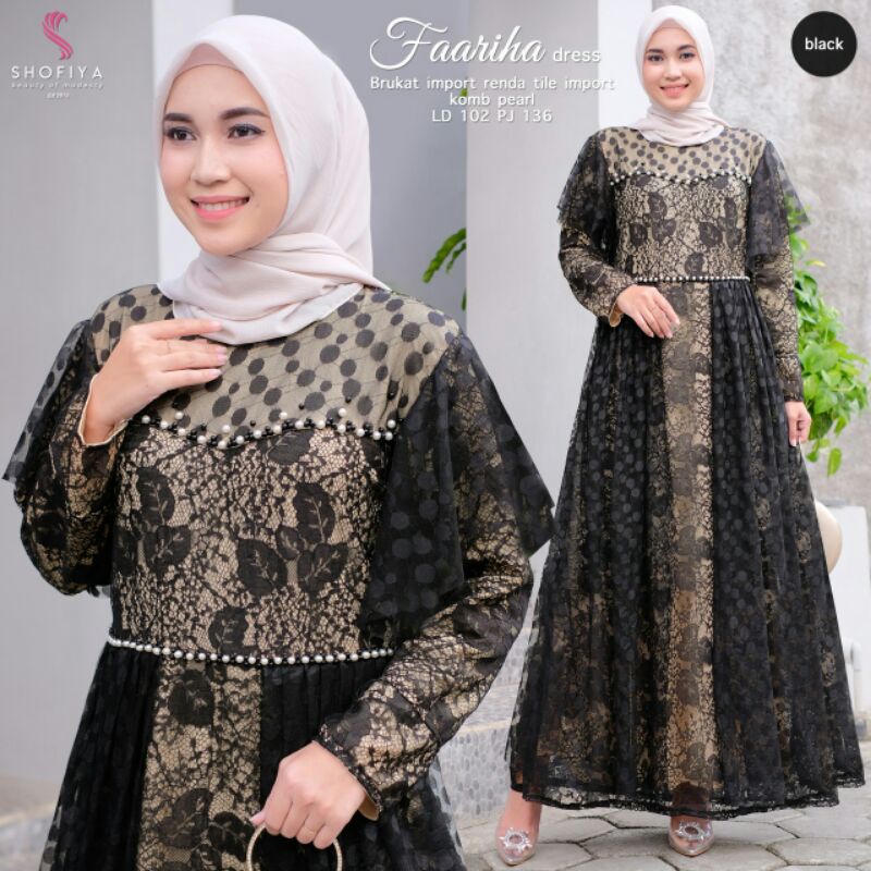 JAHWARA &amp; FAARIHA Maxi Dress Brokat Ori by Shofiya