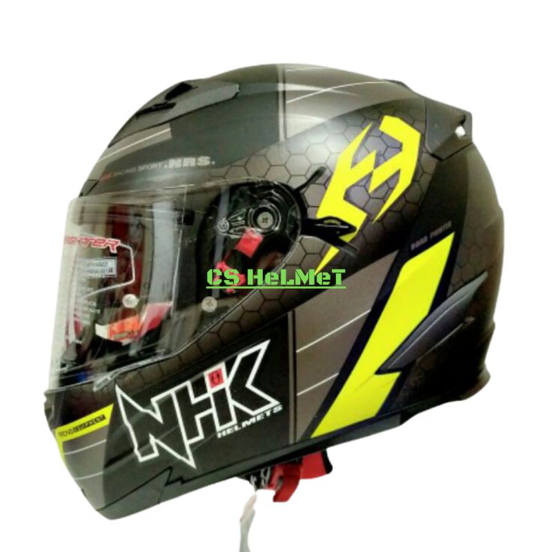 HELM NHK RX9 NAVY NHK RACER X NINE NAVY BLACK YELLOW DOFF DOUBLE VISOR FULL FACE ORIGINAL SNI