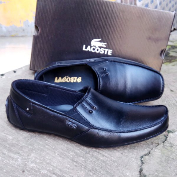 Baru sepatu kulit pria Lacoste pantofel fantofel pantopel 100%Keren