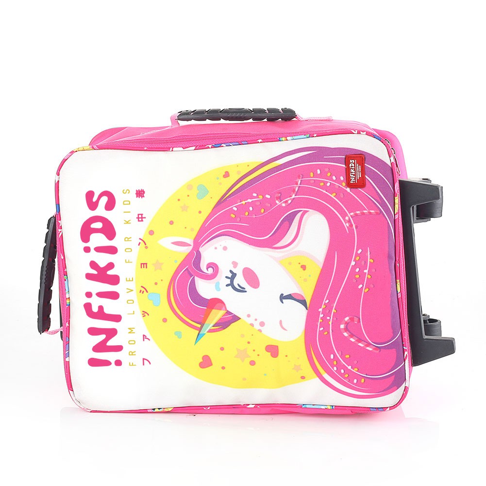 tas anak perempuan backpack troli - tas koper anak sekolah Ransel Roda Dorong Pink Kuda ponny
