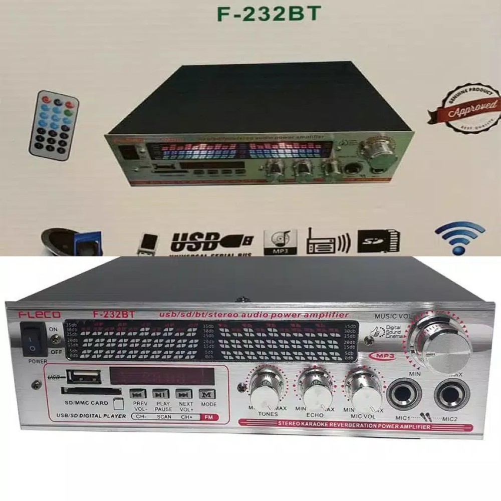 Power Amplifier Fleco F-232BT Ampli Bluetooth AC dan DC Fleco F 232BT