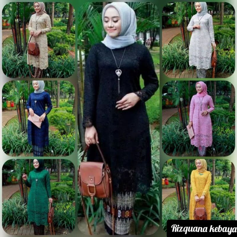 SETELAN KEBAYA BROKAT/KEBAYA BROKAT TUNIK MODERN/KEBAYA TUNIK BROKAT MUSLIM/TUNIK BROKAT