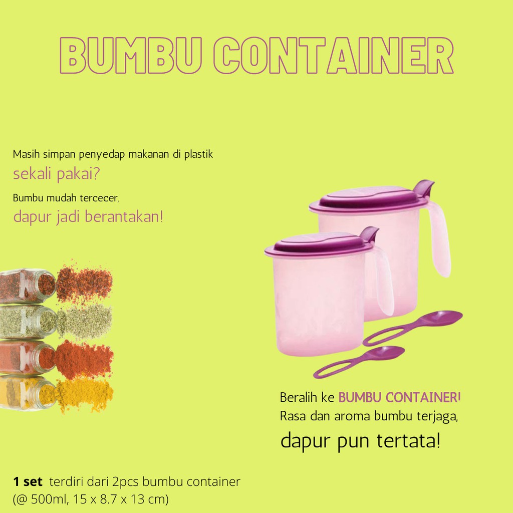 Bumbu Container Set / Tempat Bumbu Tupperware Original Termurah