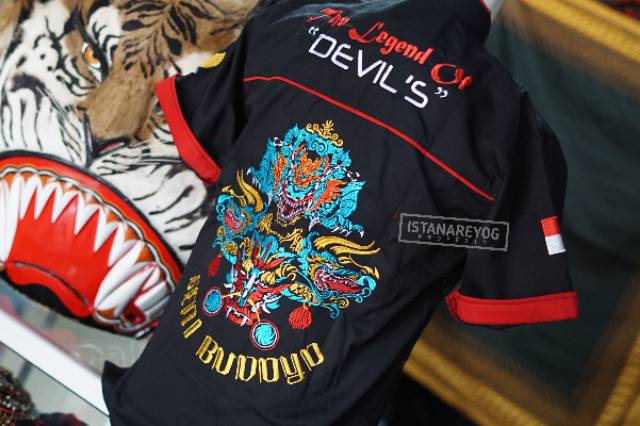 KEMEJA / HEM BORDIR REOG MOTIF THE LEGEND OF DEVIL BAJU REOG PONOROGO BAJU JARANAN