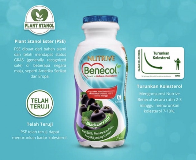 Nutrive benecol 6 x 100 ml blackcurrant | lychee | orange | strawberry ( menurunkan lemak darah )