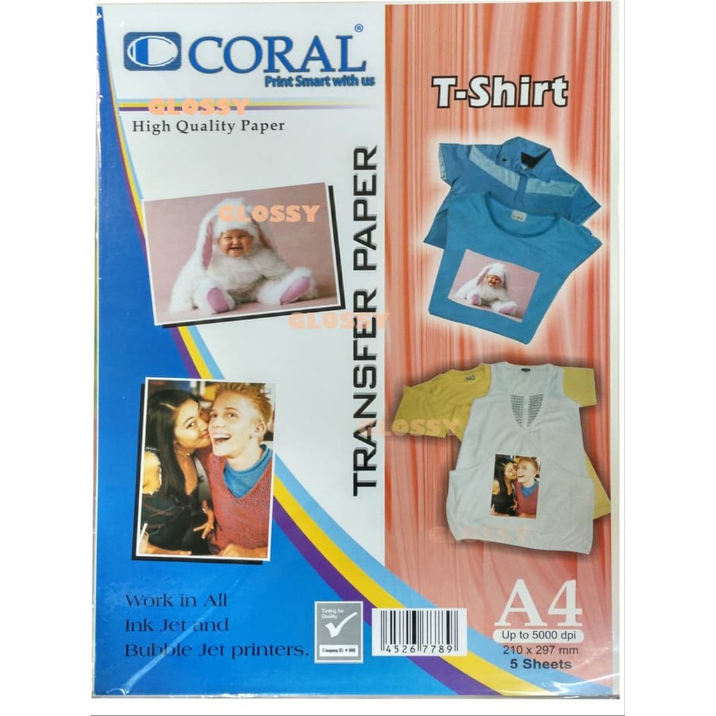

Kertas T-Shirt Transfer Paper White A4 CORAL