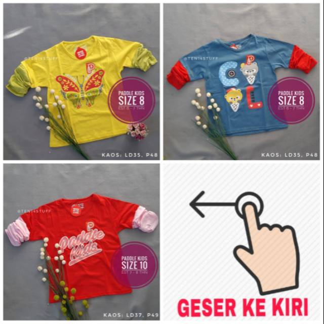 Kaos Lengan Panjang | Paddle Kids | 6 - 8 Tahun | Raglan | Laki | Branded Murah |