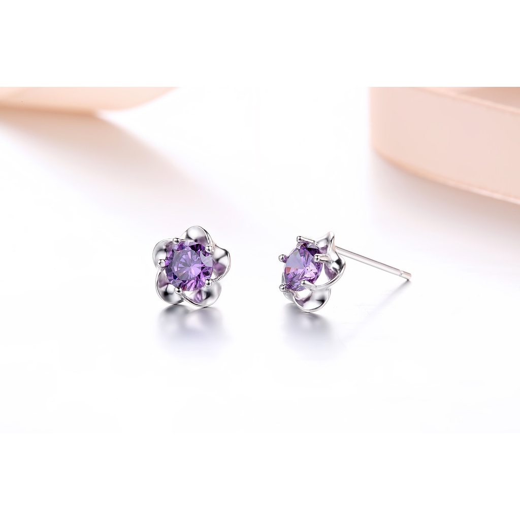 Anting Stud Desain Plum Blossoming Pastoral Untuk Wanita