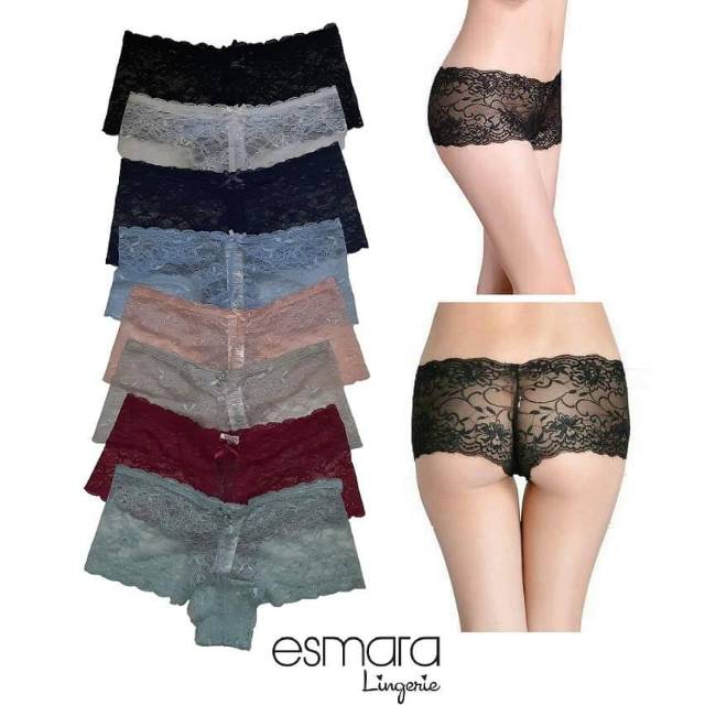 Paket Boxer Lace Esmara isi 3pcs panty cd celana dalam renda