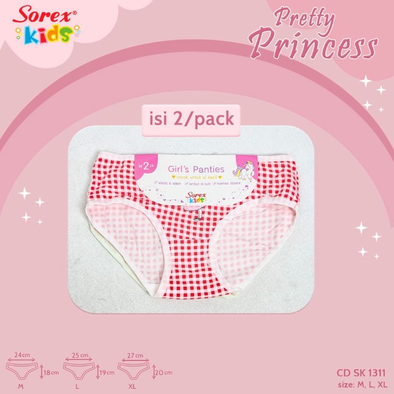 Sorex Kids SK 1311 Celana dalam Anak Perempuan  Pretty Princess (1 pak isi 2, biji)