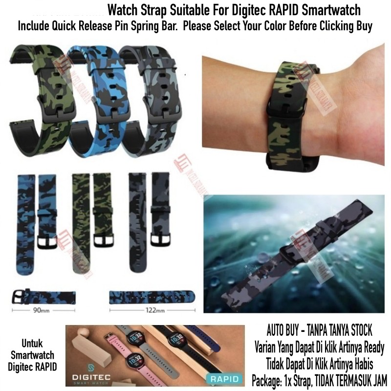 Tali Jam Watch Strap Digitec Rapid - Camo Army Keren Quick Release