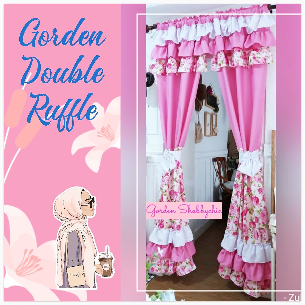 gorden shabby cantik / gorden pink/ gorden murah / gorden katun / gorden pintu / gorden jendela