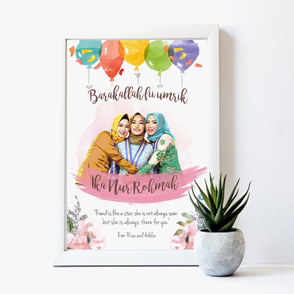 Bingkai Wisuda Custom Cewek Cowok Pernikahan Ulang Tahun Bingkai Foto 10R Desain + Cetak