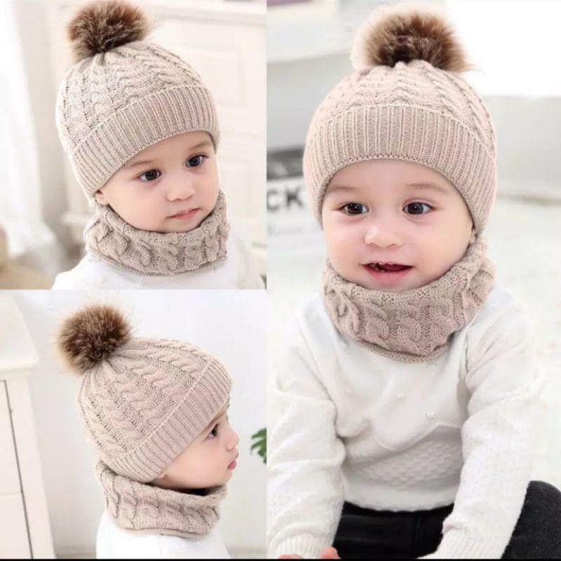 Beanie Pom kupluk anak kupluk bayi Import