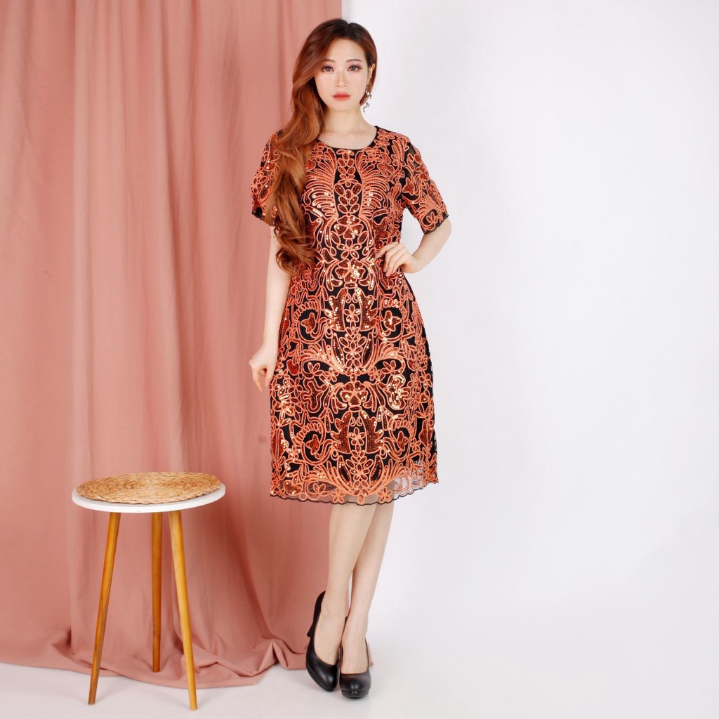 Model Baju Dress Brokat Wanita Atasan Import Premium  Cantik Terbaru -2105