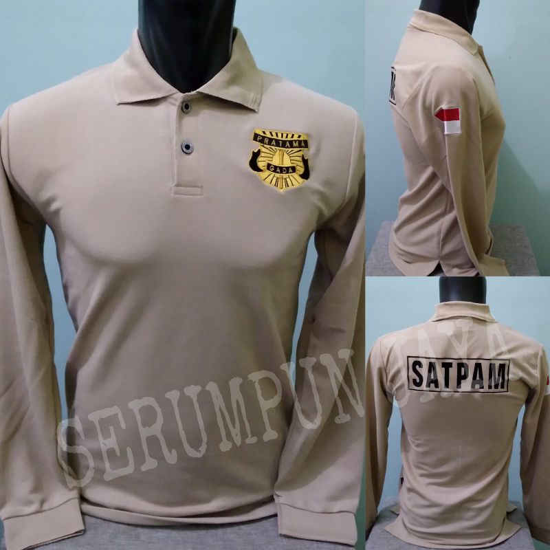 KAOS GADA PRATAMA SATPAM PANJANG KREM - KAOS KERAH GADA PRATAMA SATPAM PANJANG FULL BORDIR