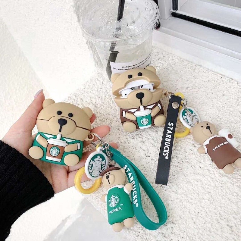 case airpods case bear beruang teddybear starbucks babybear lucu unik karakter paddington