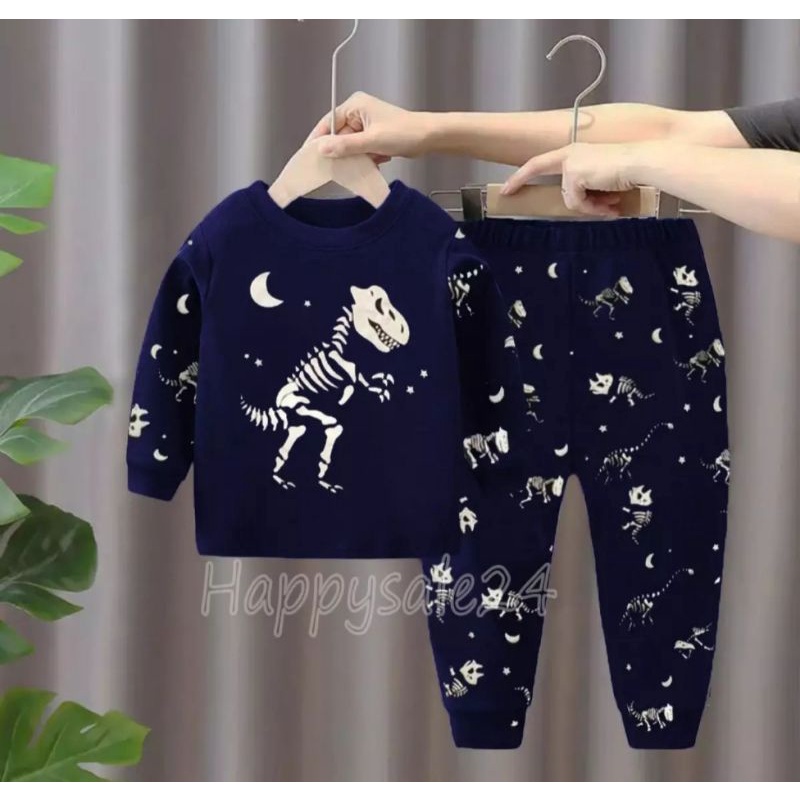 BAJU ANAK/PAKAIAN ANAK LAKI LAKI/SETELAN ANAK MOTIF DINO T-REX 1-5 TAHUN