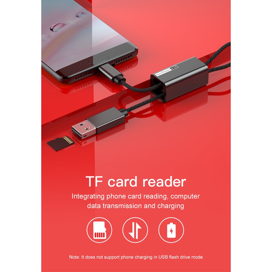 Type C 2 in 1 Card Reader for Micro SD and USB OTG Pendant ACDKQ