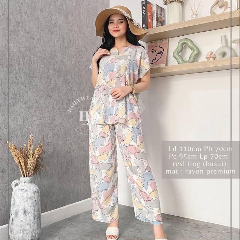Setelan Dailywear Rayon Premium One Set Adem LD 110cm - Aisha Set Panjang