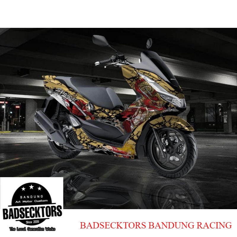 STICKER DECAL HONDA PCX 160 SAMURAI DRAGON GOLD GRAFIS keren