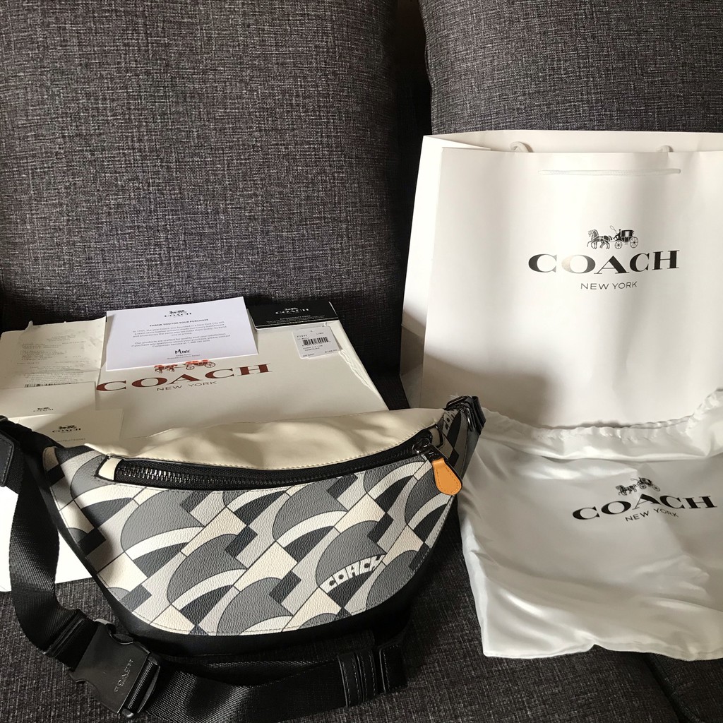 Tas Coach Waistbag Men Warren Belt Bag With Deco Bridge Geo Print 1977